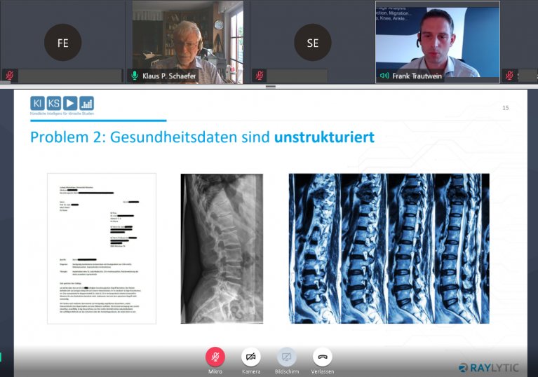 Der Bildschirm ist aufgeteilt in die Sprecheransicht und einen geteilten Inhalt zum Projekt KIKS.