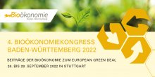 Informationsbild zum 4. Bioökonomiekongress Baden-Württemberg. Informationen zu Veranstaltungsort, -zeit und themen sind angegeben.
